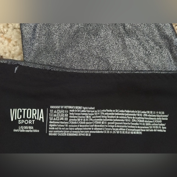 Victoria Sport Shiny Metallic Black and Silver Sports Bra & Leggings Set - Picture 8 of 15